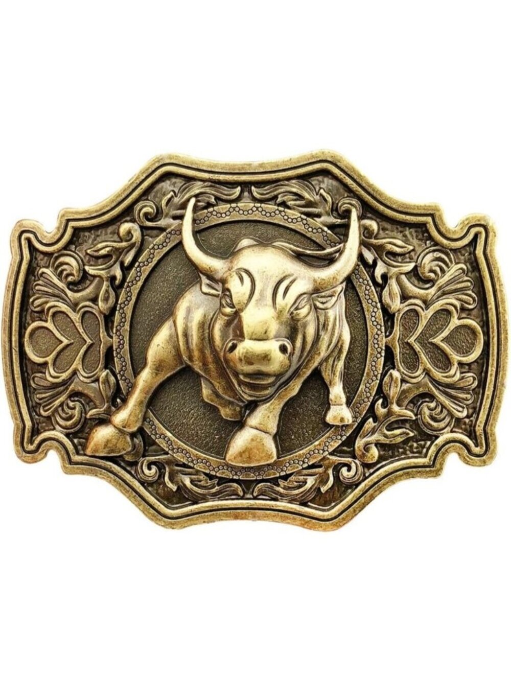 Men's Gold Imported QUKE Long Horn Bull Rodeo Western Cowboy Belt Buckles